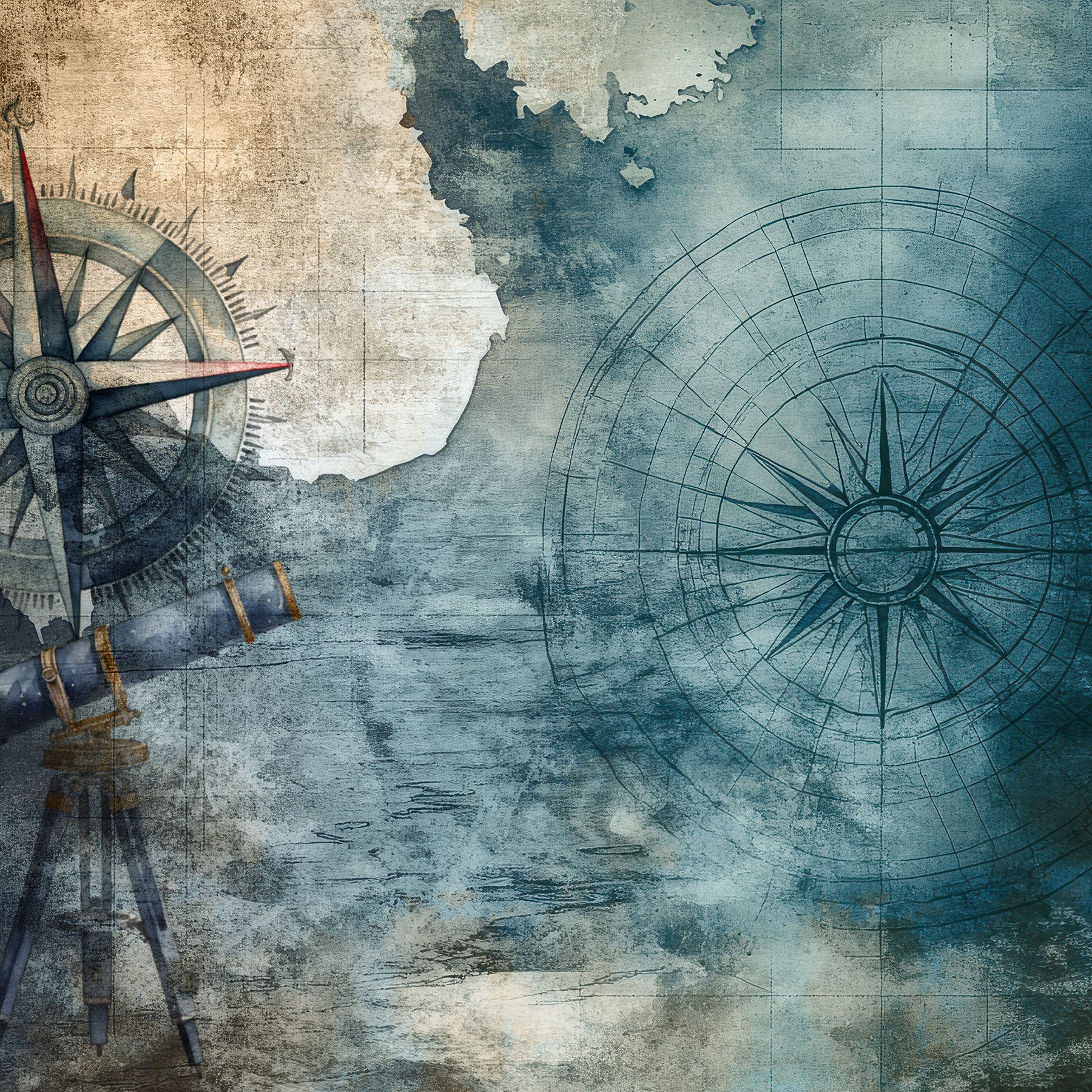 Nantucket 12x12 Compass Print