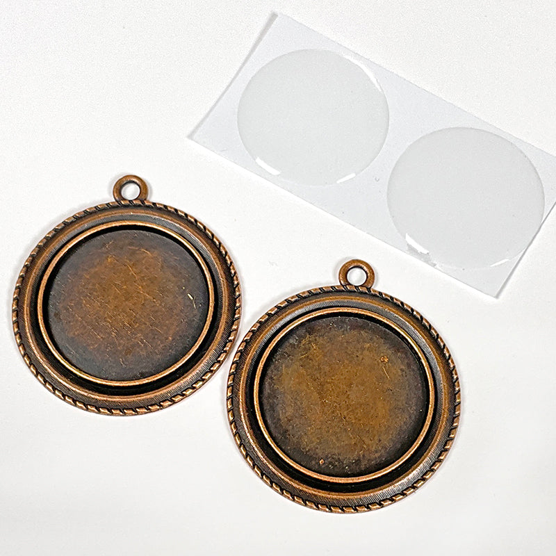 Impressed Copper Bezels with Epoxy Stickers