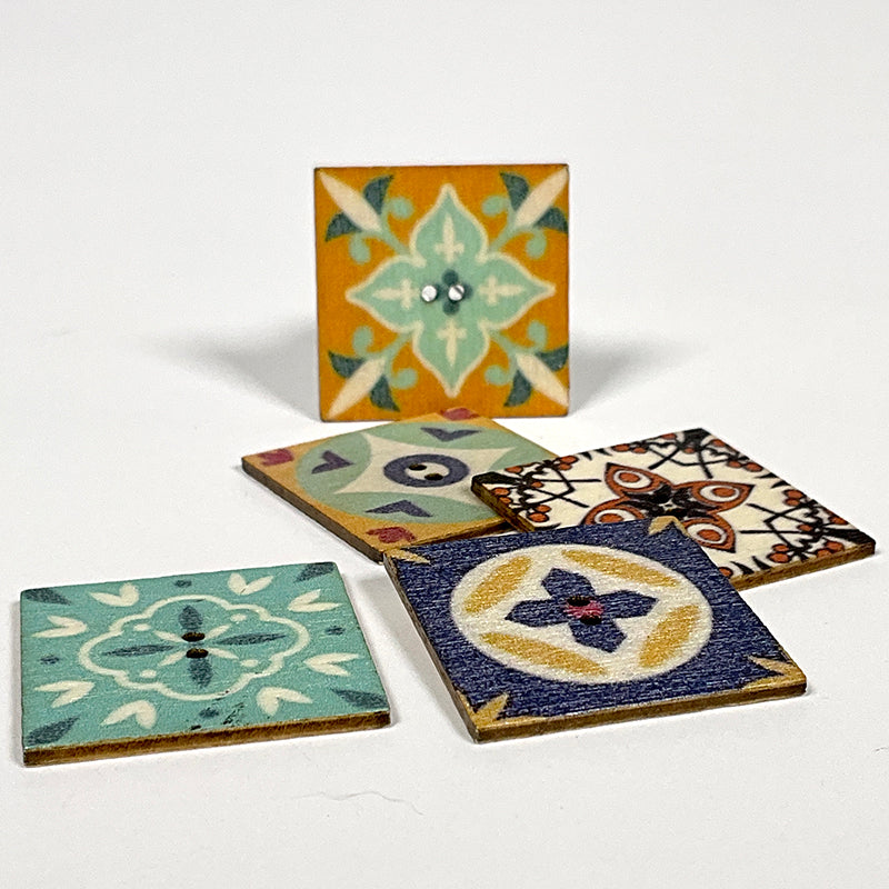 Tunisian Tiles Wooden Buttons
