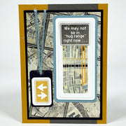 Greeting card with map design and text on a textured background
