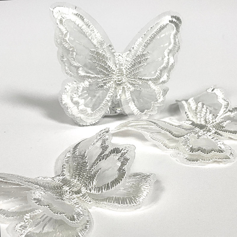 Toile Embroidered Butterflies