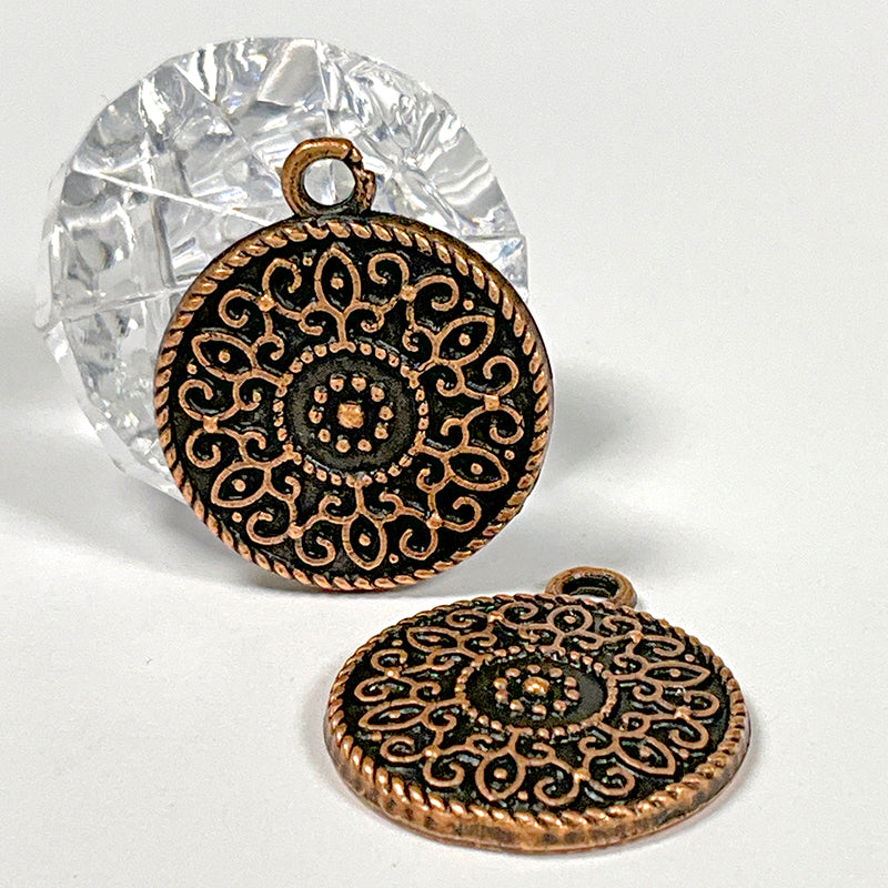 Impressed Copper Circle Charms