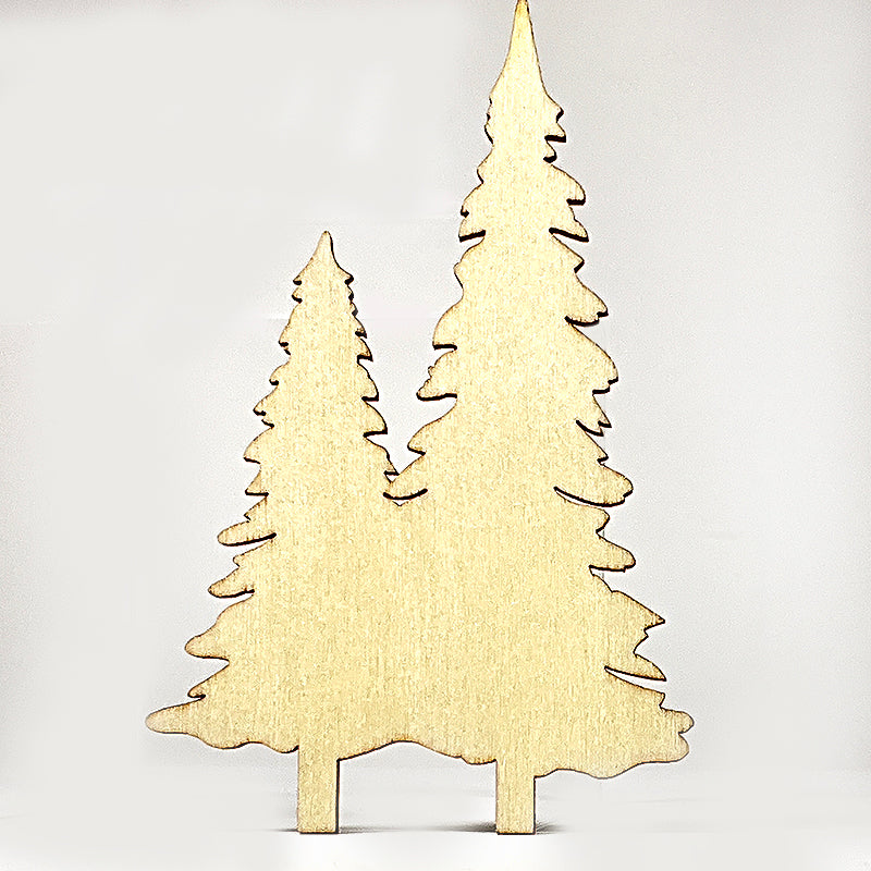 In Tents Spruce Trees Woodcut